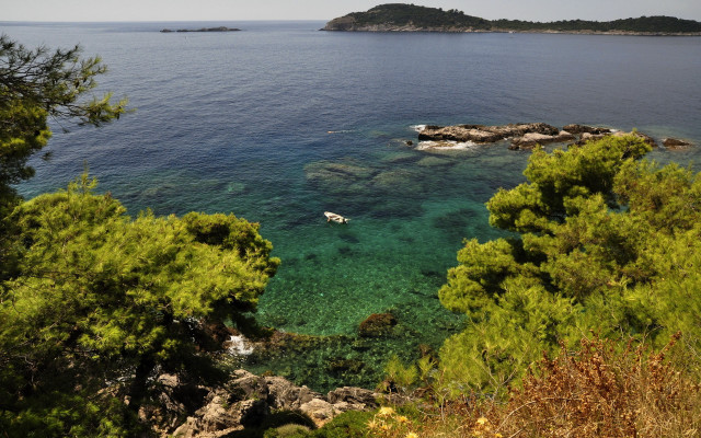 Lake mountain forest sunset water free wallpaper for desktop - medium preview image