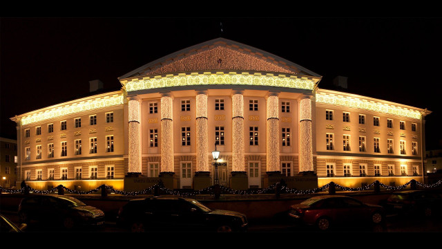 Large building lit dome night free wallpaper for desktop - medium preview image