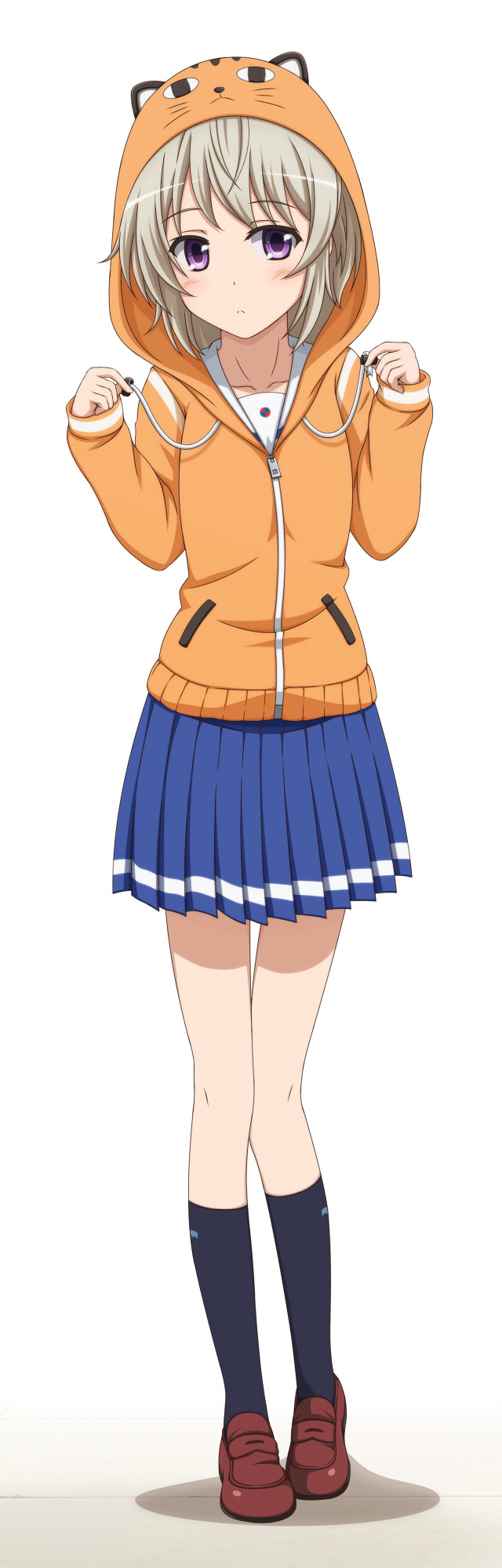 Girl yellow jacket blue skirt free wallpaper for mobile - medium preview image