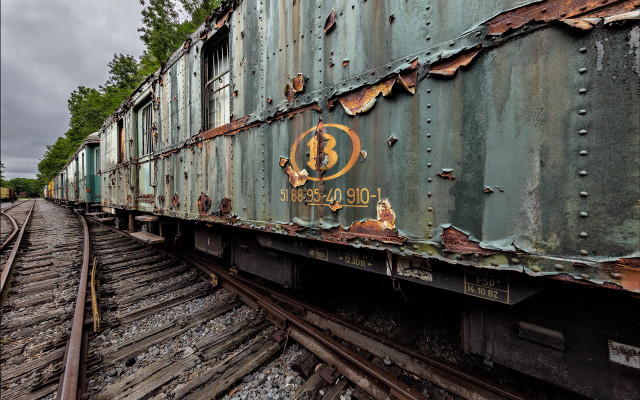 Rusty train car decay matte free wallpaper for desktop - medium preview image