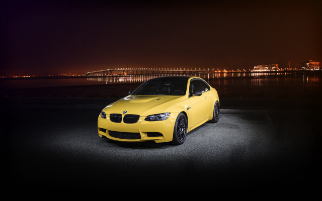 Yellow car parking lot night free wallpaper for desktop - medium preview image