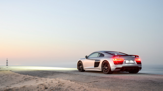 Car ocean lighthouse sunset vroom free wallpaper for desktop - medium preview image