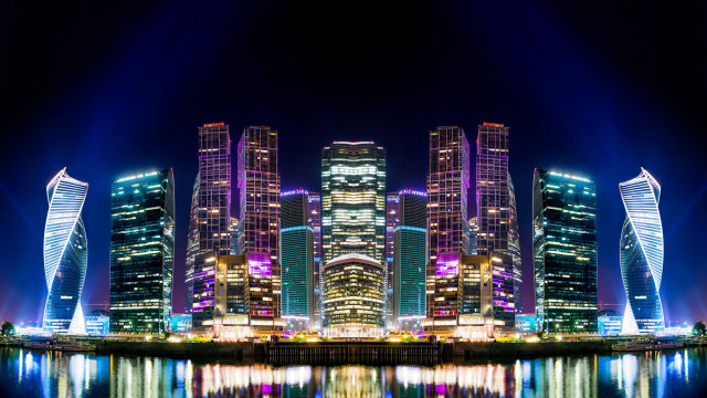 Cyberpunk tokyo cityscape night reflections free wallpaper for desktop - medium preview image