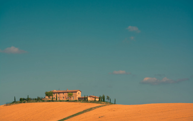 House hill sky clouds green free wallpaper for desktop - medium preview image