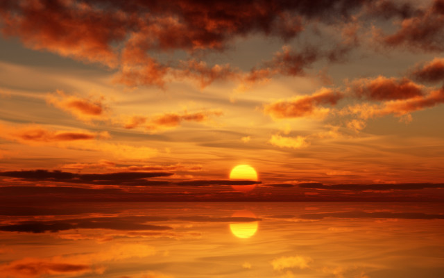 Sunset reflection clouds plane dau free wallpaper for desktop - medium preview image