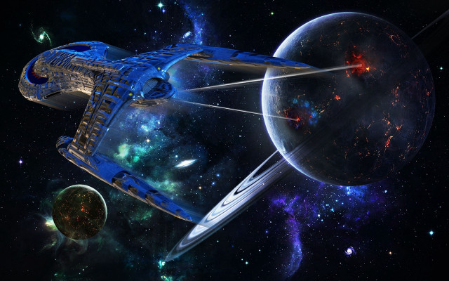 Space ship galaxy starry background free wallpaper for desktop - medium preview image