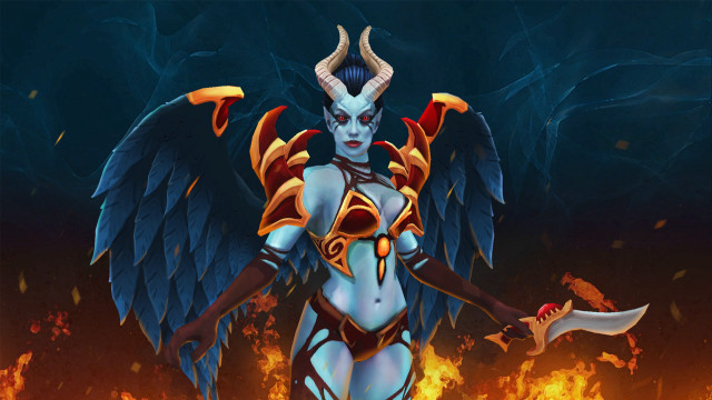 Demon woman horns wings fire free wallpaper for desktop - medium preview image