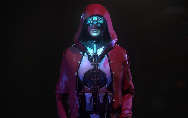 Red leather jacket futuristic helmet free wallpaper for desktop - medium preview image