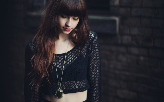 Woman long hair black top #3 free wallpaper for desktop - medium preview image