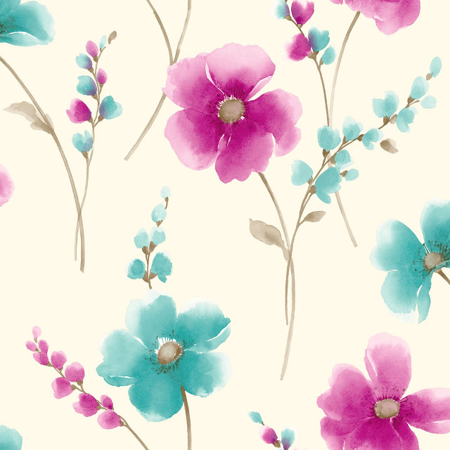 Floral pattern pink blue white free wallpaper for tablet - medium preview image
