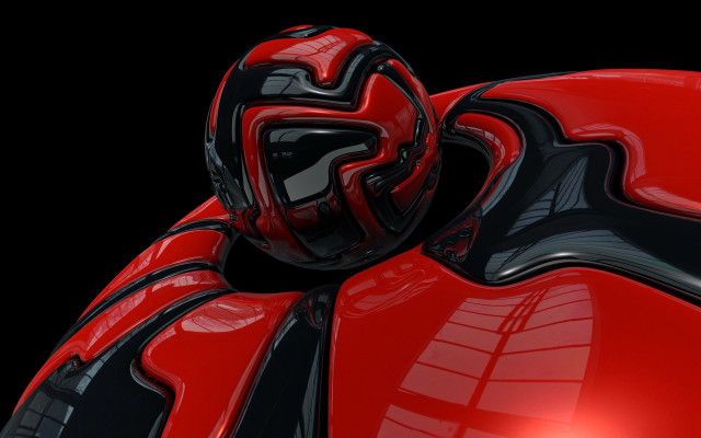 Red black futuristic object raytraced free wallpaper for desktop - medium preview image