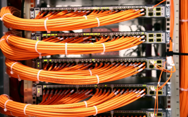 Orange wires server room cables free wallpaper for desktop - medium preview image