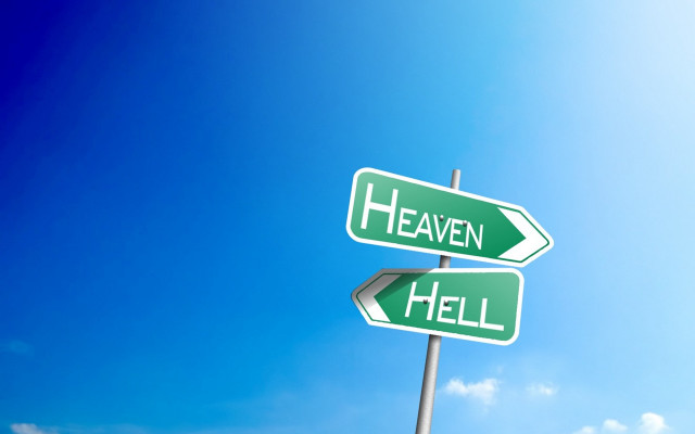 Green street signs blue sky free wallpaper for desktop - medium preview image