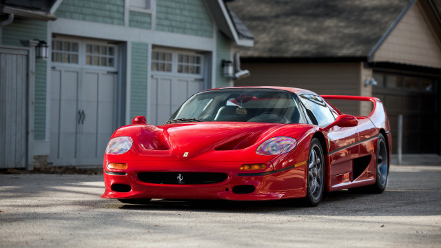 Red sports car house garage free wallpaper for desktop - medium preview image