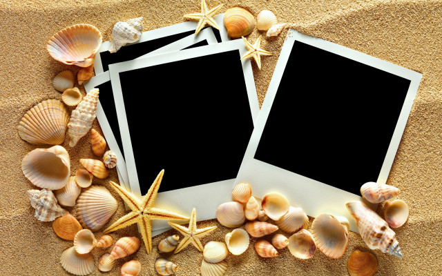Beach polaroid shells starfish star free wallpaper for desktop - medium preview image