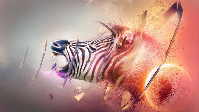 Zebra planet knife psychedelic airbrush free wallpaper for desktop - medium preview image