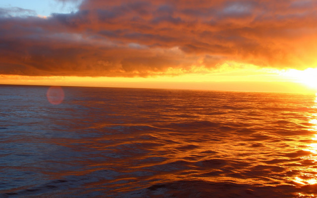 Sunset ocean boat clouds hudson #2 free wallpaper for desktop - medium preview image