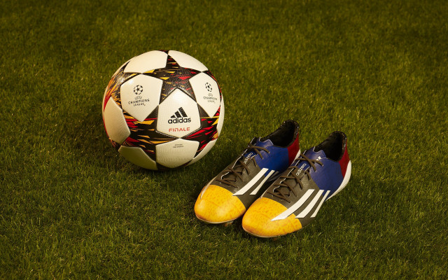Soccer ball shoes grass field free wallpaper for desktop - medium preview image