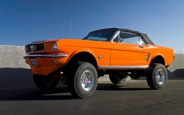 Orange mustang truck black top free wallpaper for desktop - medium preview image