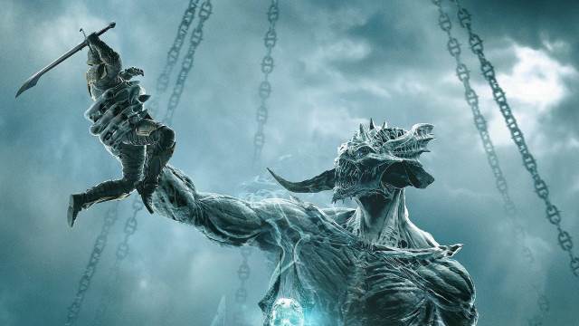 Fantasy statue chains sword monster free wallpaper for desktop - medium preview image