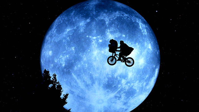 Person riding bike full moon free wallpaper for desktop - medium preview image