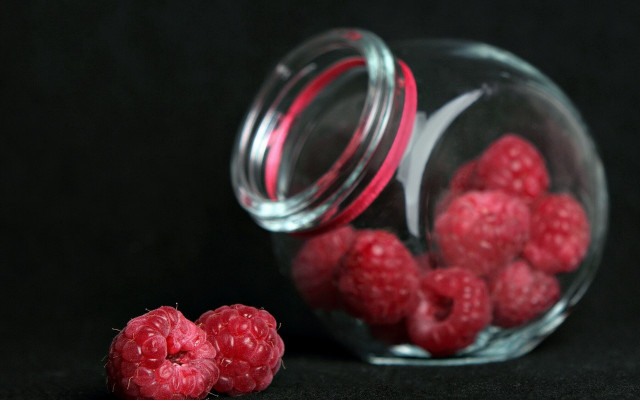 Raspberry jar stilllife black background free wallpaper for desktop - medium preview image
