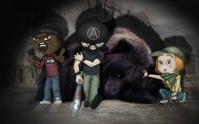 Cartoon characters bear cave scooter free wallpaper for desktop - medium preview image