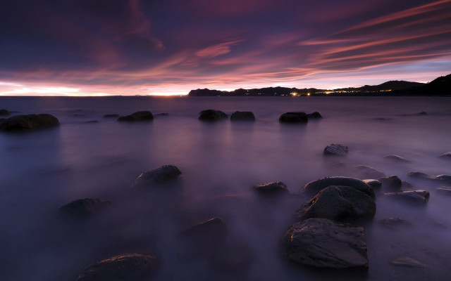 Sunset mountain river water rocks free wallpaper for desktop - medium preview image