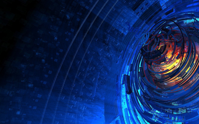 Large circular structure lights cybernetic free wallpaper for desktop - medium preview image