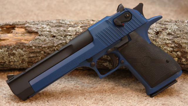 Blue black gun wood log free wallpaper for desktop - medium preview image