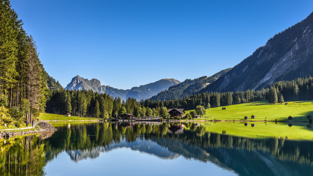 Lake mountains trees blue sky #41 free wallpaper for desktop - medium preview image