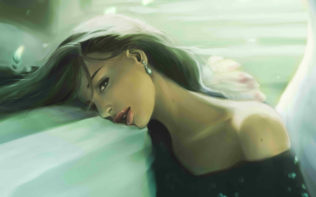 Woman long hair bathtub underwater free wallpaper for desktop - medium preview image