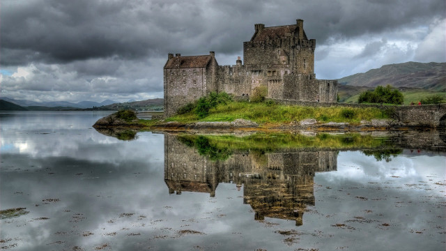 Castle lake reflection gothic medieval free wallpaper for desktop - medium preview image