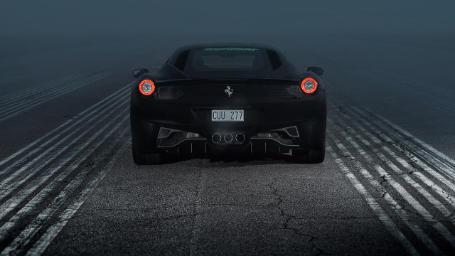 Black sports car night fog free wallpaper for desktop - medium preview image