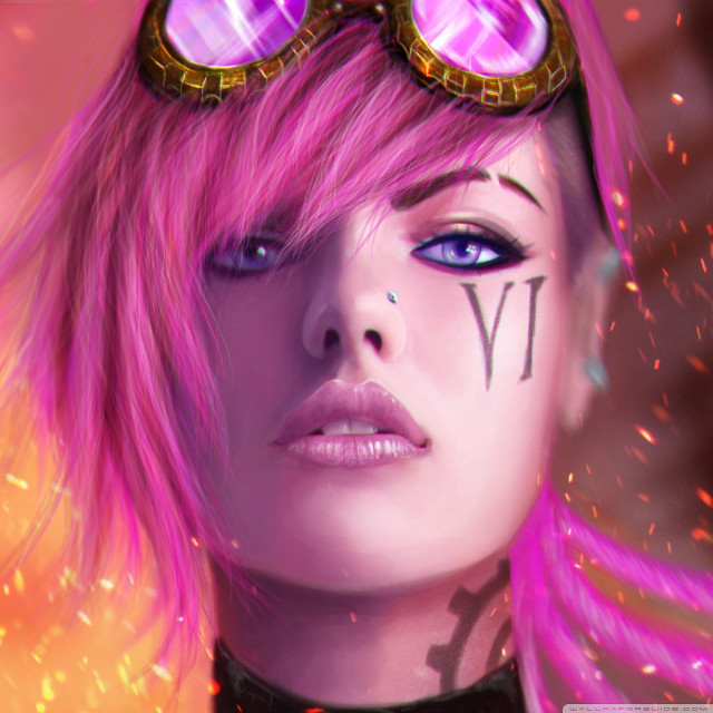 Woman pink hair goggles name free wallpaper for tablet - medium preview image