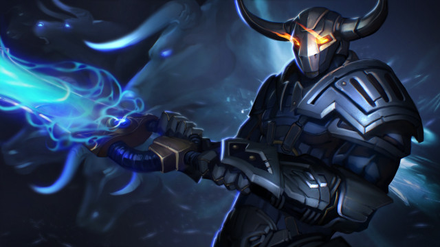 Horned man blue flame demon free wallpaper for desktop - medium preview image
