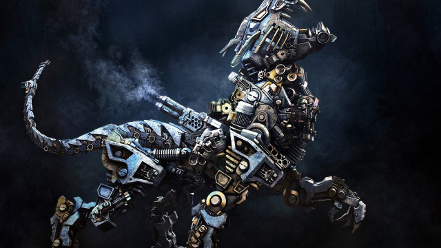 Robot dog cyberpunk mechanical gun free wallpaper for desktop - medium preview image