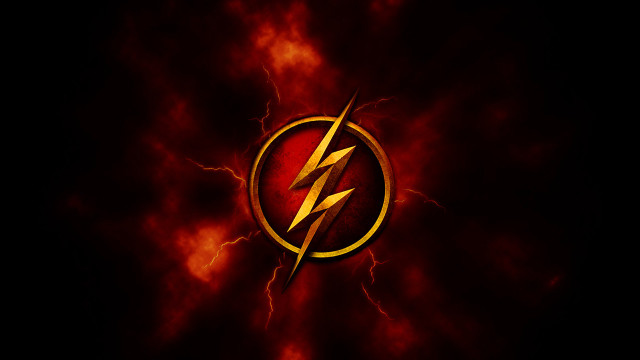 Flash logo dark background flames free wallpaper for desktop - medium preview image