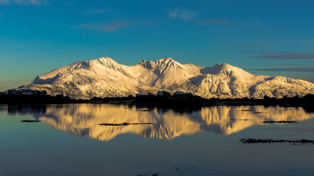 Mountain lake clouds snow capped #2 free wallpaper for desktop - medium preview image