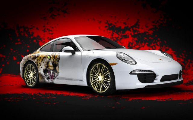 White tiger car blood splatter free wallpaper for desktop - medium preview image