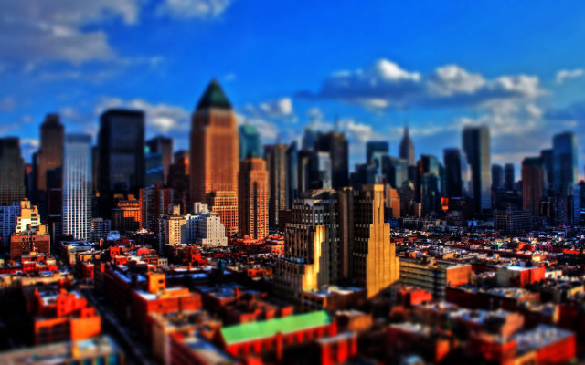 City skyline tiltshift architecture blurry free wallpaper for desktop - medium preview image