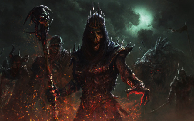 Demonic demon staff dark forest free wallpaper for desktop - medium preview image