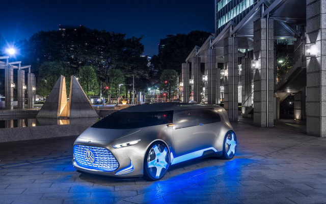 Futuristic car city night blue free wallpaper for desktop - medium preview image