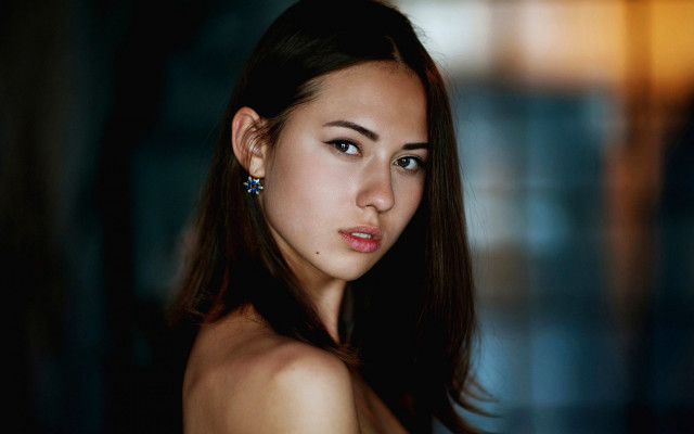 Woman longhair ears serious portrait free wallpaper for desktop - medium preview image