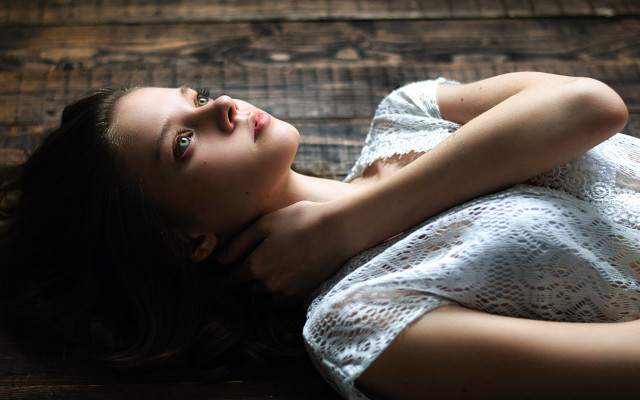 Woman laying eyes closed head free wallpaper for desktop - medium preview image