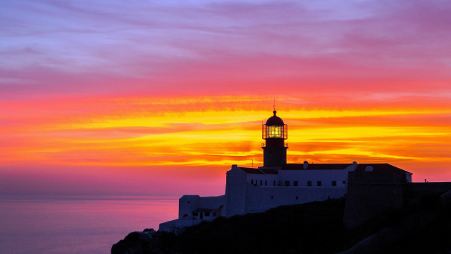Lighthouse cliff sunset magicrealism puzzlebridge free wallpaper for desktop - medium preview image