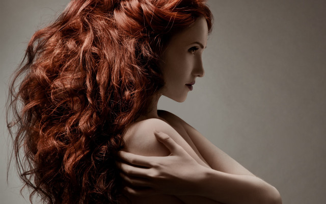 Red haired woman posing art free wallpaper for desktop - medium preview image
