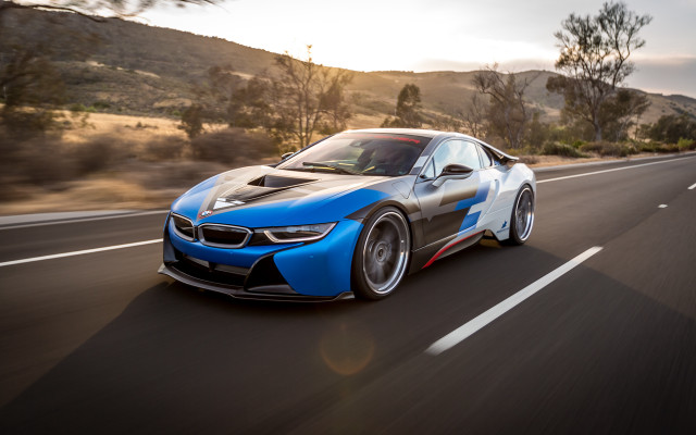 Blue sports car driving road #7 free wallpaper for desktop - medium preview image