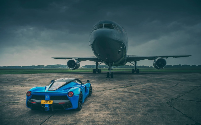 Blue car jet runway vehicle free wallpaper for desktop - medium preview image