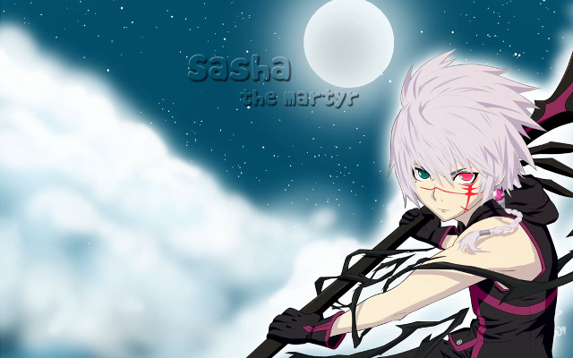 White haired anime sword fullmoon free wallpaper for desktop - medium preview image